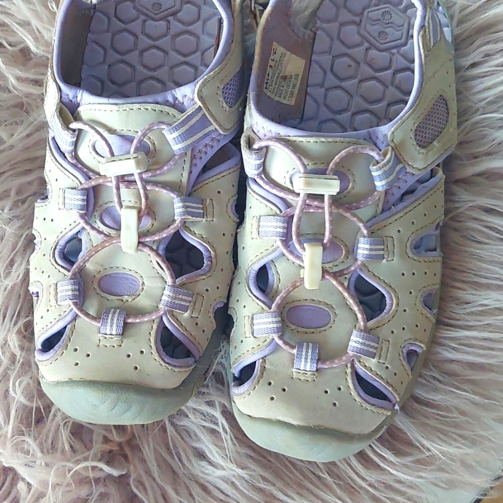 Khombu Kids Yellow and Lavender Sport Sandals